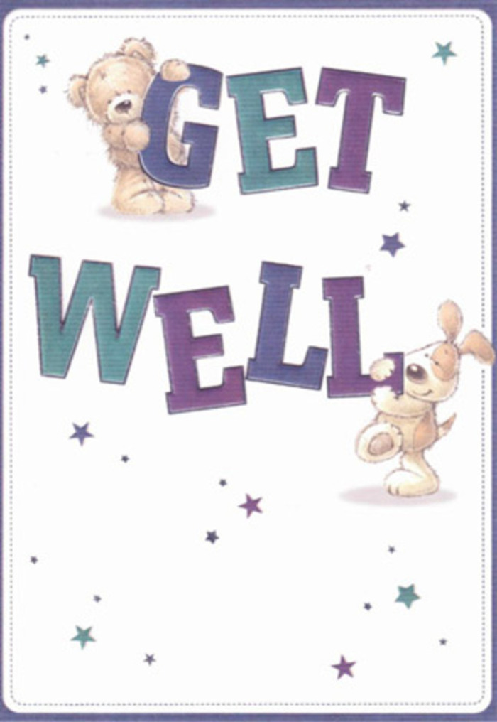 This get well card is a tribute to the bright, urban kindness that pulses through Shoreditch. Against a fresh, milk-white background reminiscent of a sunlit gallery wall, a lovable bear and a vivacious puppy join together in a moment of cheerful encouragement. The bear's fur appears cloud-soft and touchable, the puppy's floppy ears rendered with such detail that one can almost feel their velvety texture, both characters animated in bringing forward a message of genuine care. Large, friendly block letters spell 'Get Well' with shades of royal purple and aqua blue, lending the design a confident energy-much like the bold palettes seen along Curtain Road's famed murals. Sparkling stars, in hues of sapphire and plum, are gently scattered, echoing the sprinkle of fresh petals in a hand-tied Shoreditch bouquet. This card's composition radiates an airy optimism; every detail feels intentionally placed, each brushstroke resonating with the thoughtfulness local florists bring to brighten a neighbour's day. The mood is soothing and hopeful, ideal for anyone recuperating in a Brick Lane apartment or sipping tea at Arnold Circus, ensuring a sense of comfort, lightheartedness, and communal support is woven throughout this creative get well wish.